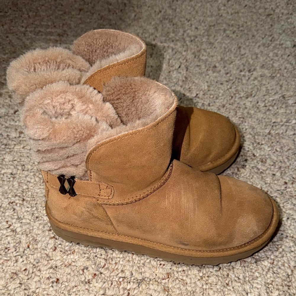 UGG Cozy Tan Suede Boots with Fur lining